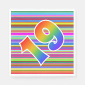 Kleurrijke strips + regenboogpatroon "19" Event # Servet (Voorkant)