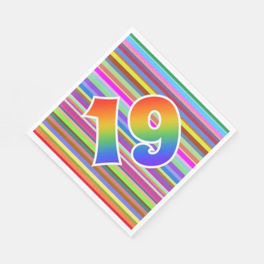 Kleurrijke strips + regenboogpatroon "19" Event # Servet (Hoek)