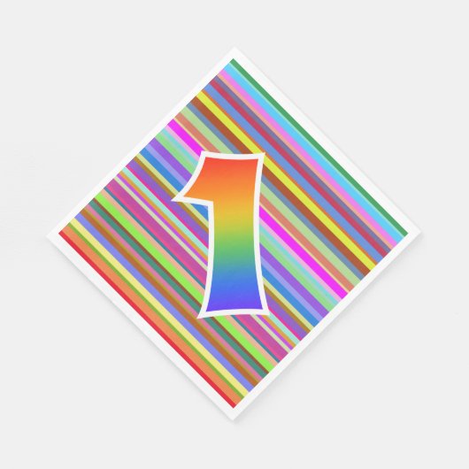 Kleurrijke strips + regenboogpatroon "1" Event # Servet (Hoek)