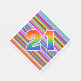 Kleurrijke strips + regenboogpatroon "21" Event # Servet