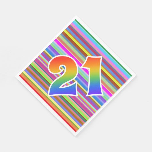 Kleurrijke strips + regenboogpatroon "21" Event # Servet (Hoek)