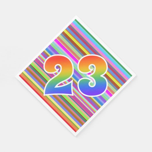 Kleurrijke strips + regenboogpatroon "23" Event # Servet (Hoek)