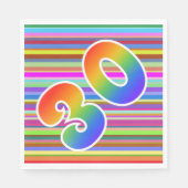 Kleurrijke strips + regenboogpatroon "30" Event # Servet (Voorkant)