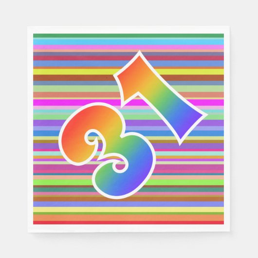 Kleurrijke strips + regenboogpatroon "31" Event # Servet (Voorkant)
