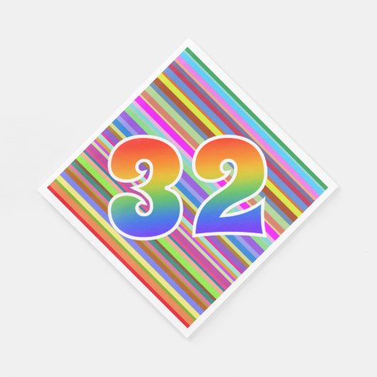 Kleurrijke strips + regenboogpatroon "32" Event # Servet (Hoek)