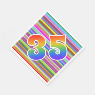 Kleurrijke strips + regenboogpatroon "35" Event # Servet
