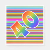 Kleurrijke strips + regenboogpatroon "40" gebeurte servet (Voorkant)