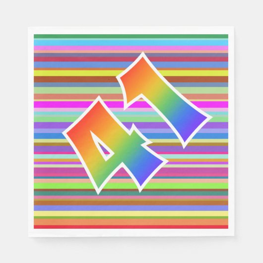 Kleurrijke strips + regenboogpatroon "41" Event # Servet (Voorkant)