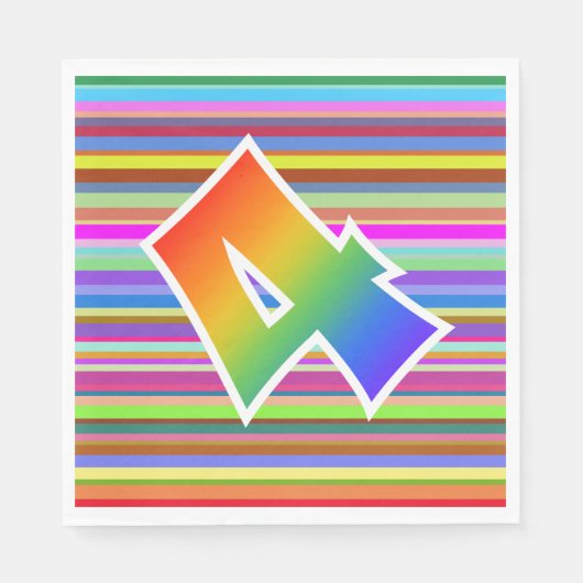 Kleurrijke strips + regenboogpatroon "4" Event # Servet (Voorkant)