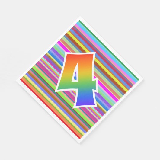 Kleurrijke strips + regenboogpatroon "4" Event # Servet (Hoek)