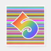 Kleurrijke strips + regenboogpatroon "5" Event # Servet (Voorkant)