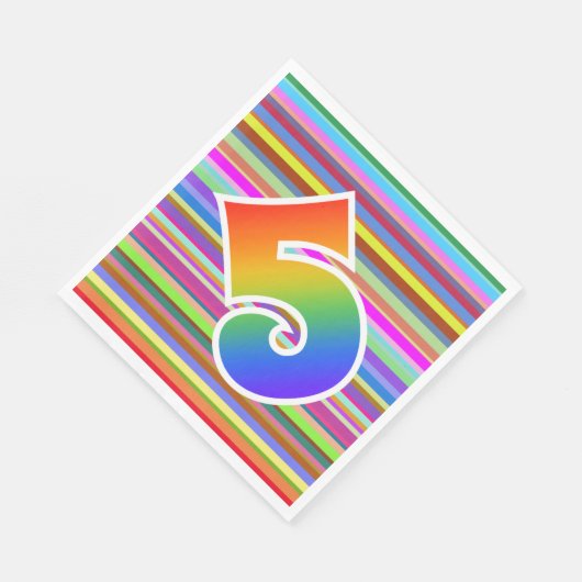 Kleurrijke strips + regenboogpatroon "5" Event # Servet (Hoek)