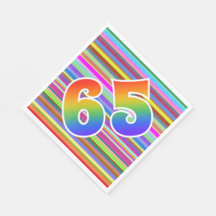 Kleurrijke strips + regenboogpatroon "65" Event # Servet