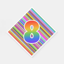 Kleurrijke strips + regenboogpatroon "8" Event # Servet