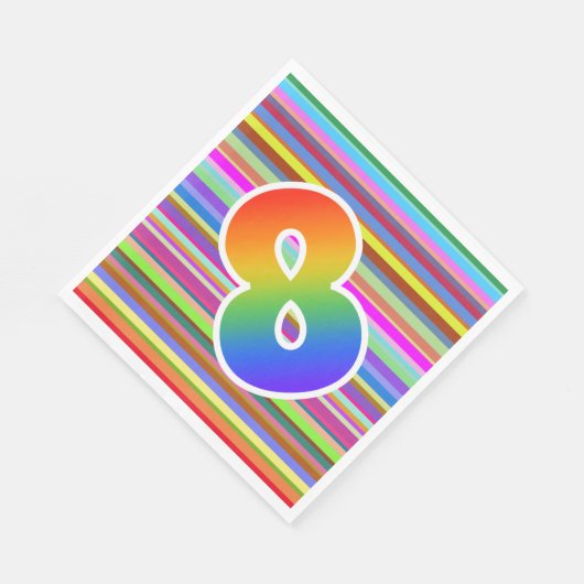 Kleurrijke strips + regenboogpatroon "8" Event # Servet (Hoek)