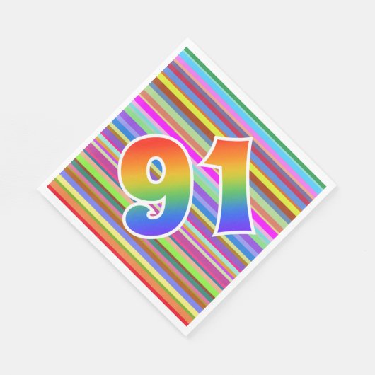 Kleurrijke strips + regenboogpatroon "91" Event # Servet (Hoek)