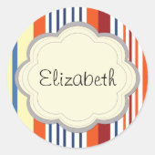 Kleurrijke strips, regenboogstrips, Jouw naam Ronde Sticker (Voorkant)