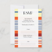 Kleurrijke strips, regenboogstrips, lijnen, bruilo RSVP kaartje (Voorkant)