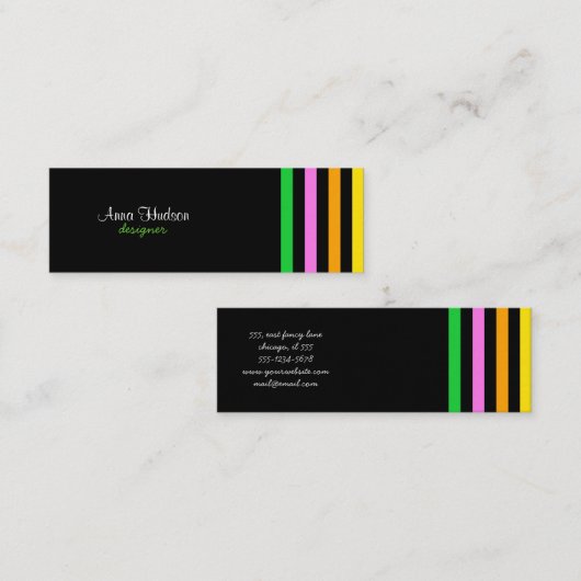 Kleurrijke strips, regenboogstrips, strips mini visitekaartje (Voorkant / Achterkant)