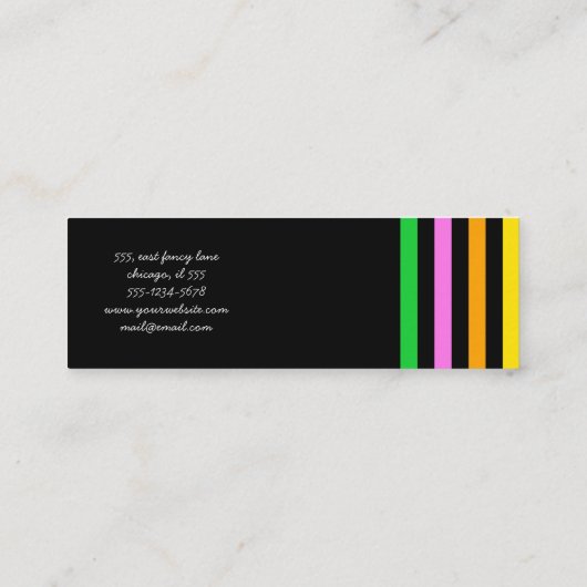 Kleurrijke strips, regenboogstrips, strips mini visitekaartje (Achterkant)