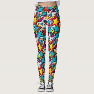 Kleurrijke stripstijl sterren met patronen yoga leggings