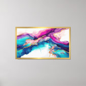 Kleurrijke stromende inktkleuren moderne abstracte canvas afdruk (Voorkant)