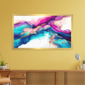 Kleurrijke stromende inktkleuren moderne abstracte canvas afdruk (Insitu (Woonkamer))