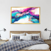 Kleurrijke stromende inktkleuren moderne abstracte canvas afdruk (Insitu (Slaapkamer))