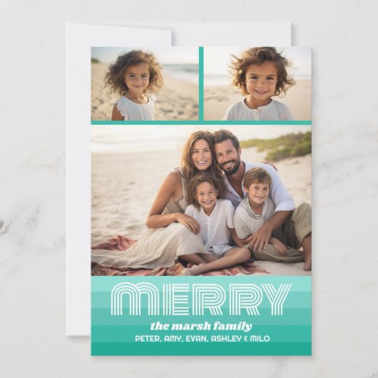 Kleurrijke stropdas Dye Blue Green - 3 fotocollage Feestdagenkaart (Voorkant)