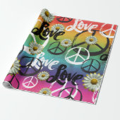 Kleurrijke Stropdas-Dye Peace Symbool LOVE Daisy H Cadeaupapier (Uitgerold)