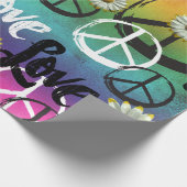 Kleurrijke Stropdas-Dye Peace Symbool LOVE Daisy H Cadeaupapier (Hoek)