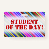 Kleurrijke "STUDENT VAN DE DAG!" Motivatie badge (Achterkant)