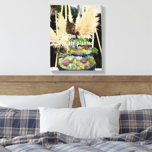 Kleurrijke successen met Silver Grass Canvas Afdruk (Insitu (Slaapkamer))