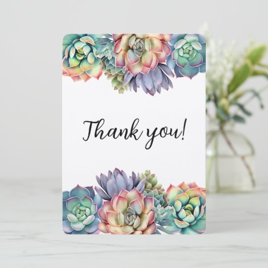 Kleurrijke succulent dank u kaart (Staand voorkant)