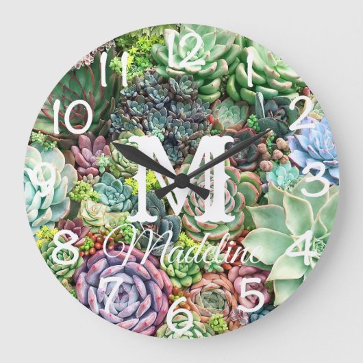 Kleurrijke Succulent Garden Grote Klok (Voorkant)