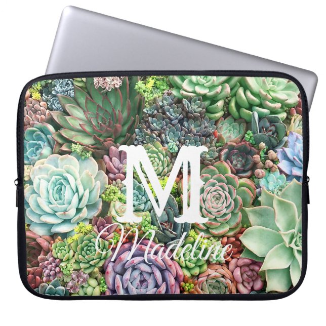 Kleurrijke Succulent Garden Laptop Sleeve (Voorkant)