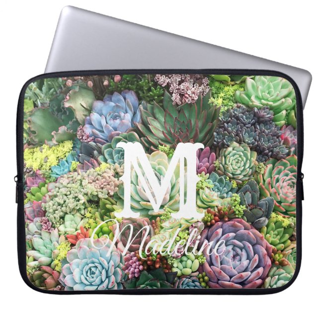 Kleurrijke Succulent Garden Laptop Sleeve (Voorkant)