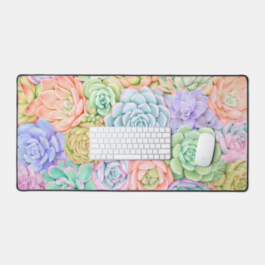 Kleurrijke succulent tuin Waterverf pastel Bureaumat (Keyboard & Muis)