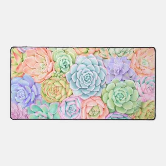 Kleurrijke succulent tuin Waterverf pastel Bureaumat (Voorkant)