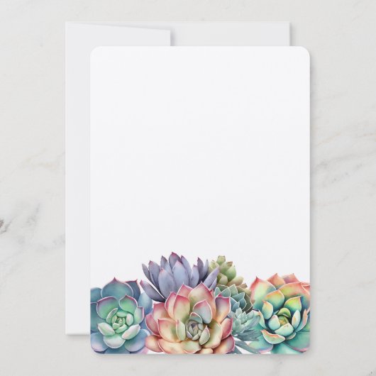 Kleurrijke succulente bruiloft kaart (Achterkant)