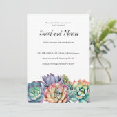 Kleurrijke succulente bruiloft kaart (Staand voorkant)