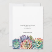Kleurrijke succulente bruiloft kaart (Achterkant)