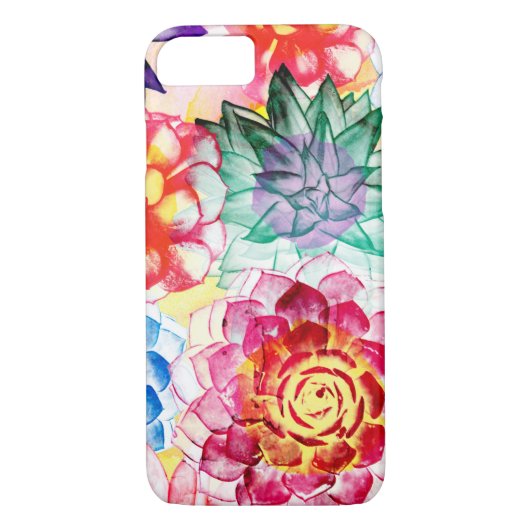 Kleurrijke succulente Planten Artsy Waterverf Case-Mate iPhone Case (Achterkant)
