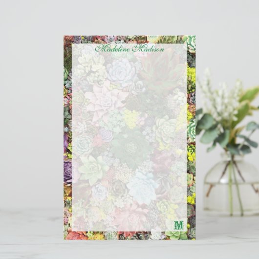 kleurrijke Succulenten Briefpapier (Staand voorkant)