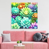 Kleurrijke Succulenten Collage Canvas Afdruk (Insitu (Woonkamer))
