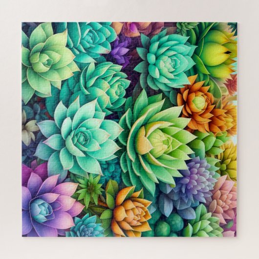 Kleurrijke Succulenten Collage Legpuzzel (Horizontaal)