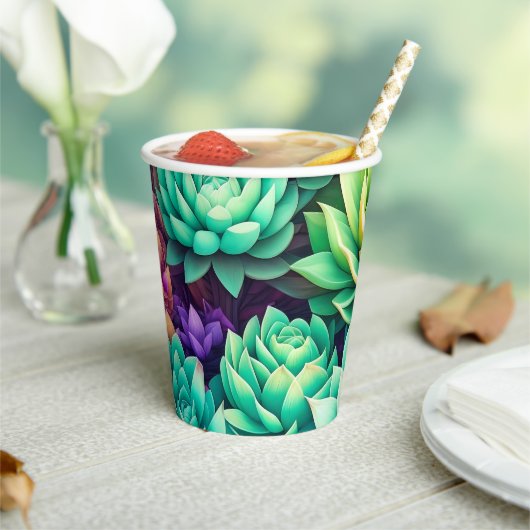 Kleurrijke Succulenten Collage Papieren Bekers (Insitu)