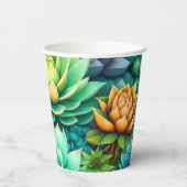 Kleurrijke Succulenten Collage Papieren Bekers (Achterkant)