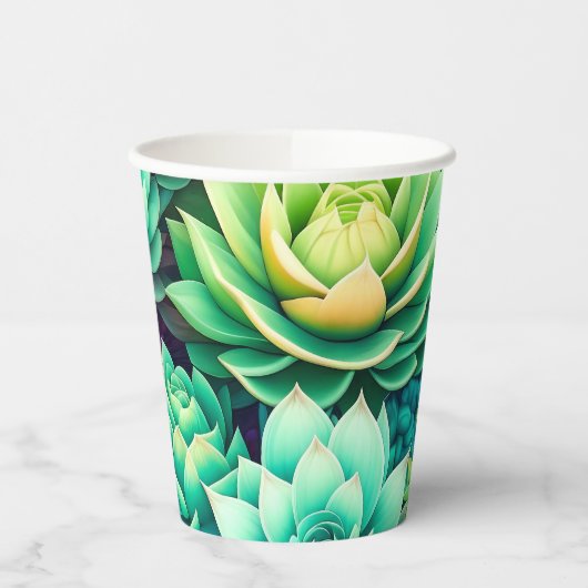 Kleurrijke Succulenten Collage Papieren Bekers (Links)