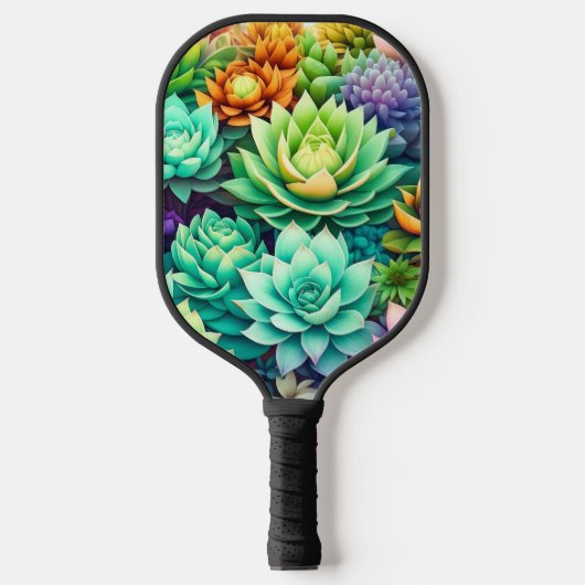 Kleurrijke Succulenten Collage Pickleball Paddle (Voorkant)